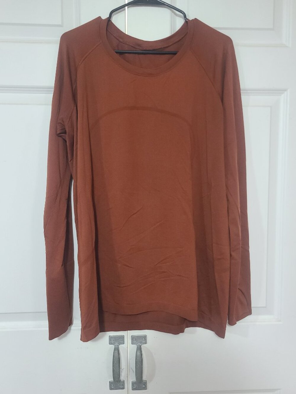 Lululemon Date Brown (Red) Swiftly Breathe Long Sleeve Shirt Thumbholes Size 18